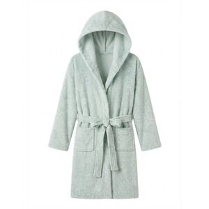 Vera Bradley Womens 2XL 3XL Blue Plush Fleece Hooded Robe Loungewear - IW